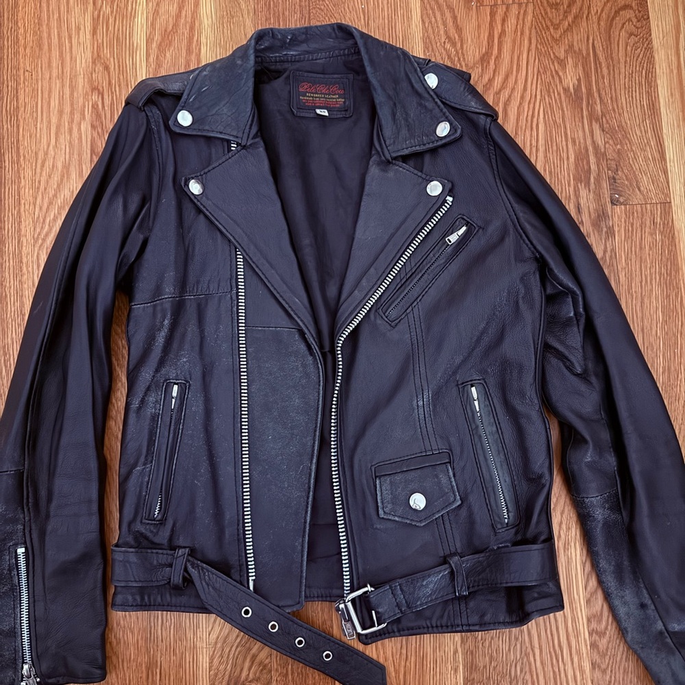 Pele che coco reworked leather moto jacket size XS